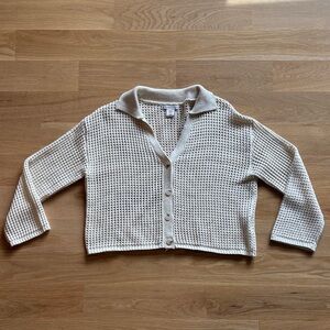 Cream Knit Button-Up Cardigan